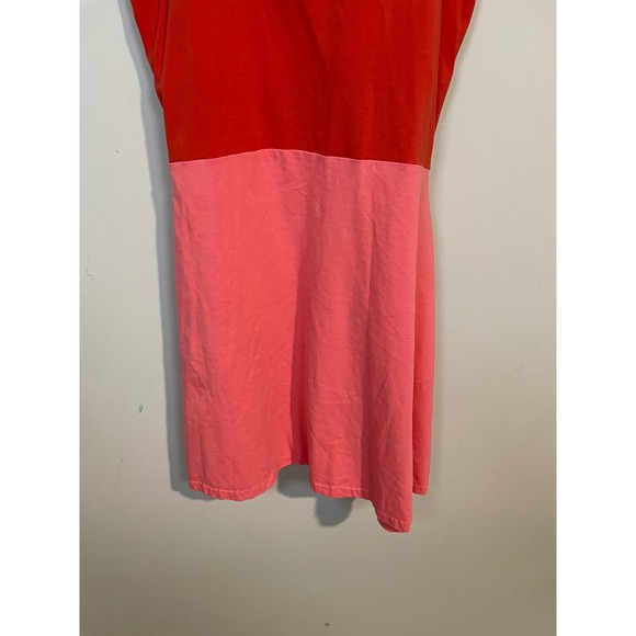 Pact Organic Cotton Strappy Fit and Flare Color Block Pink and Red Mini Dress - Picture 3 of 8